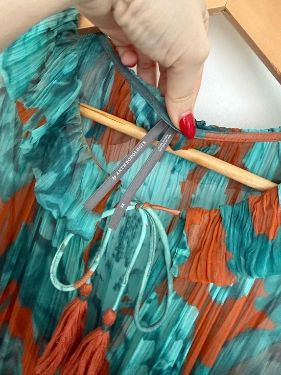 by Anthropology - The Marais Printed Tiered Maxi Dress - Brown Teal Floral - Picture 7 of 16